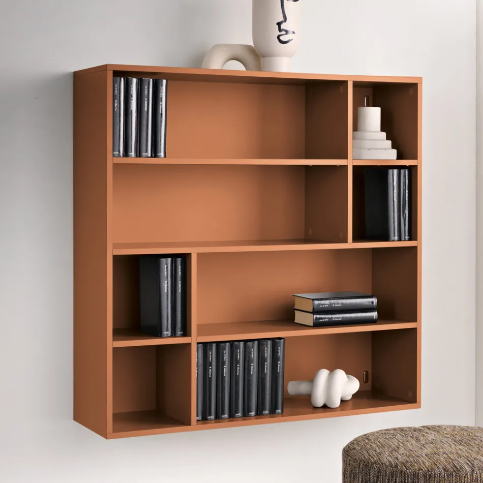 Libreria a Muro di Design in Nobilitato di Diversi Colori Made in Italy - Kea Viadurini