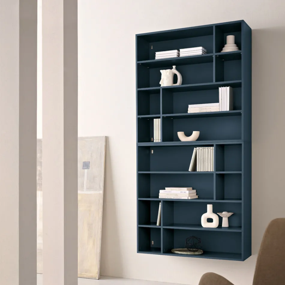 Libreria a Muro di Design in Nobilitato di Diversi Colori Made in Italy - Kea Viadurini