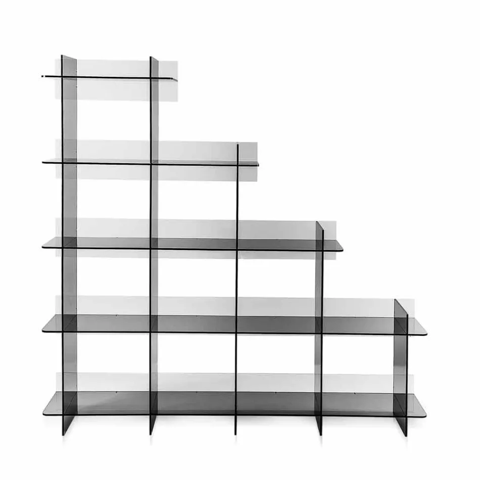 Libreria a muro fumé Sfera3 L180 x H180 x P30 cm, made in Italy Viadurini