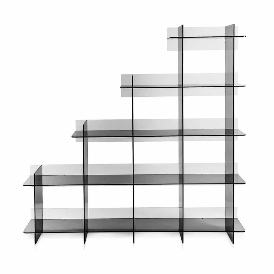 Libreria a muro fumé Sfera3 L180 x H180 x P30 cm, made in Italy Viadurini