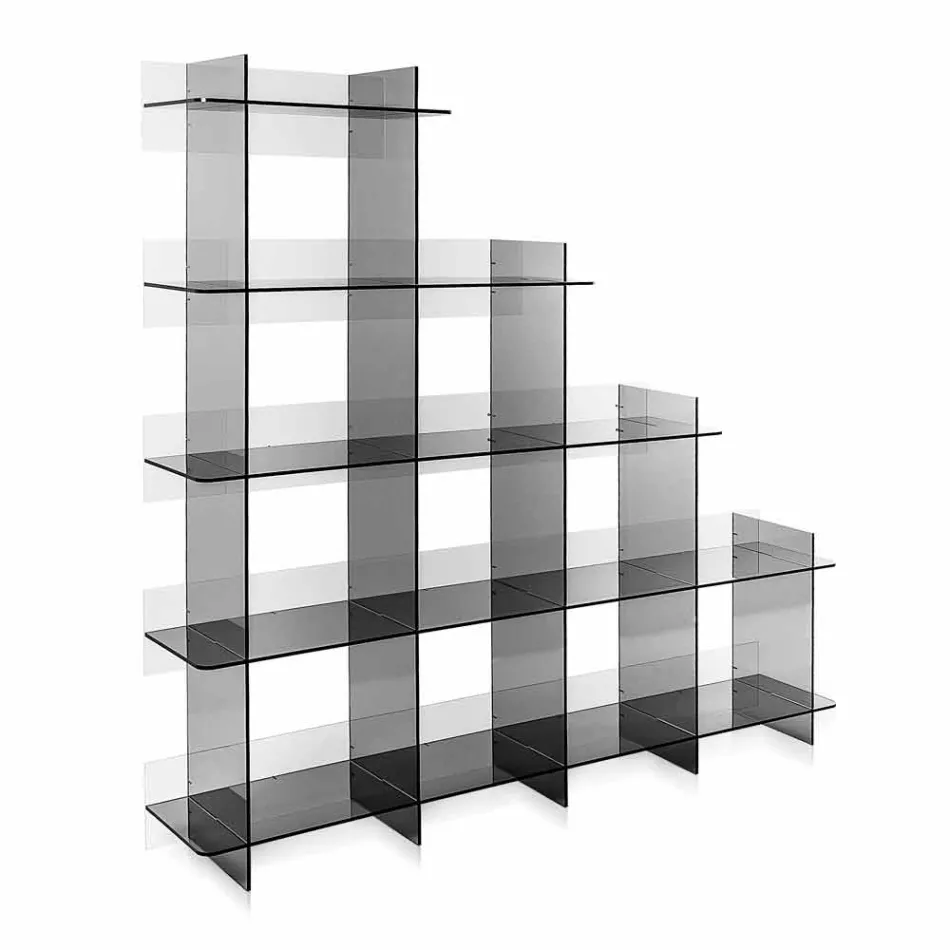 Libreria a muro fumé Sfera3 L180 x H180 x P30 cm, made in Italy Viadurini