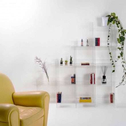 Libreria a muro trasparente Sfera3 L180 x H180 x P30 cm, made in Italy Viadurini