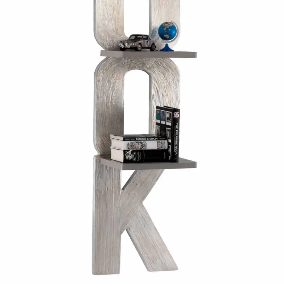 Libreria a parete dal design fatta a mano in Italia 3 mensole Nicla Viadurini