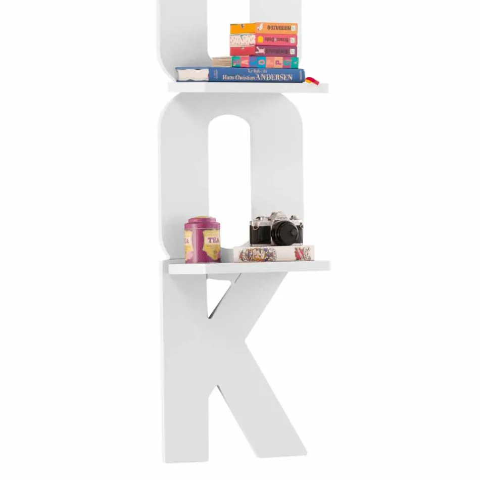 Libreria a parete dal design fatta a mano in Italia 3 mensole Nicla Viadurini