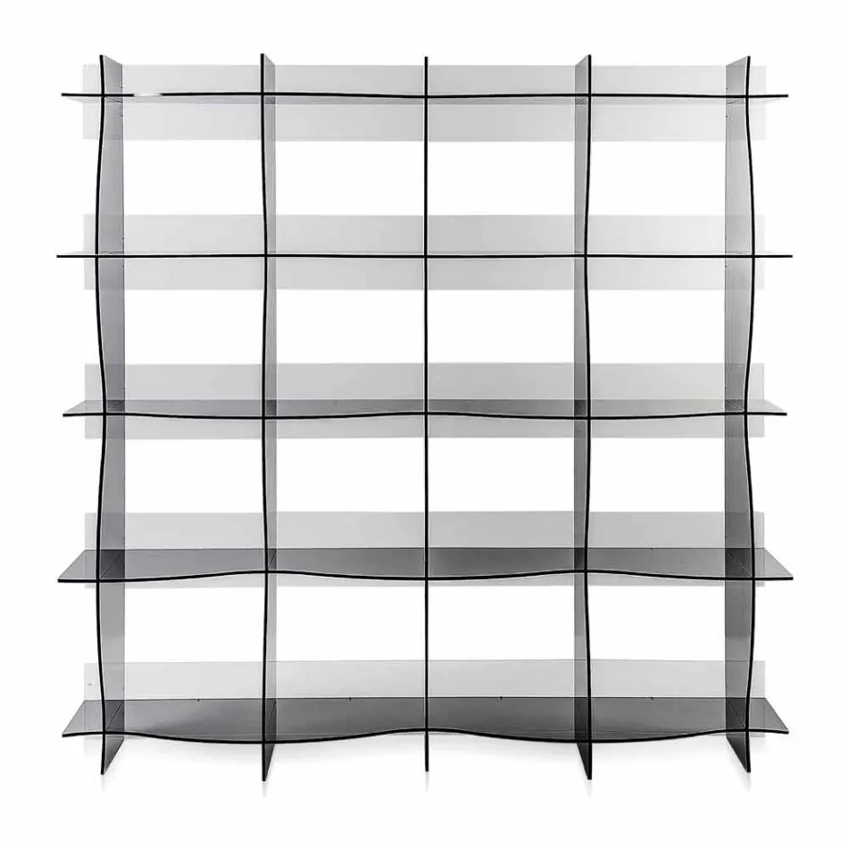 Libreria autoportante/a muro design moderno Pam fumé, made in Italy Viadurini