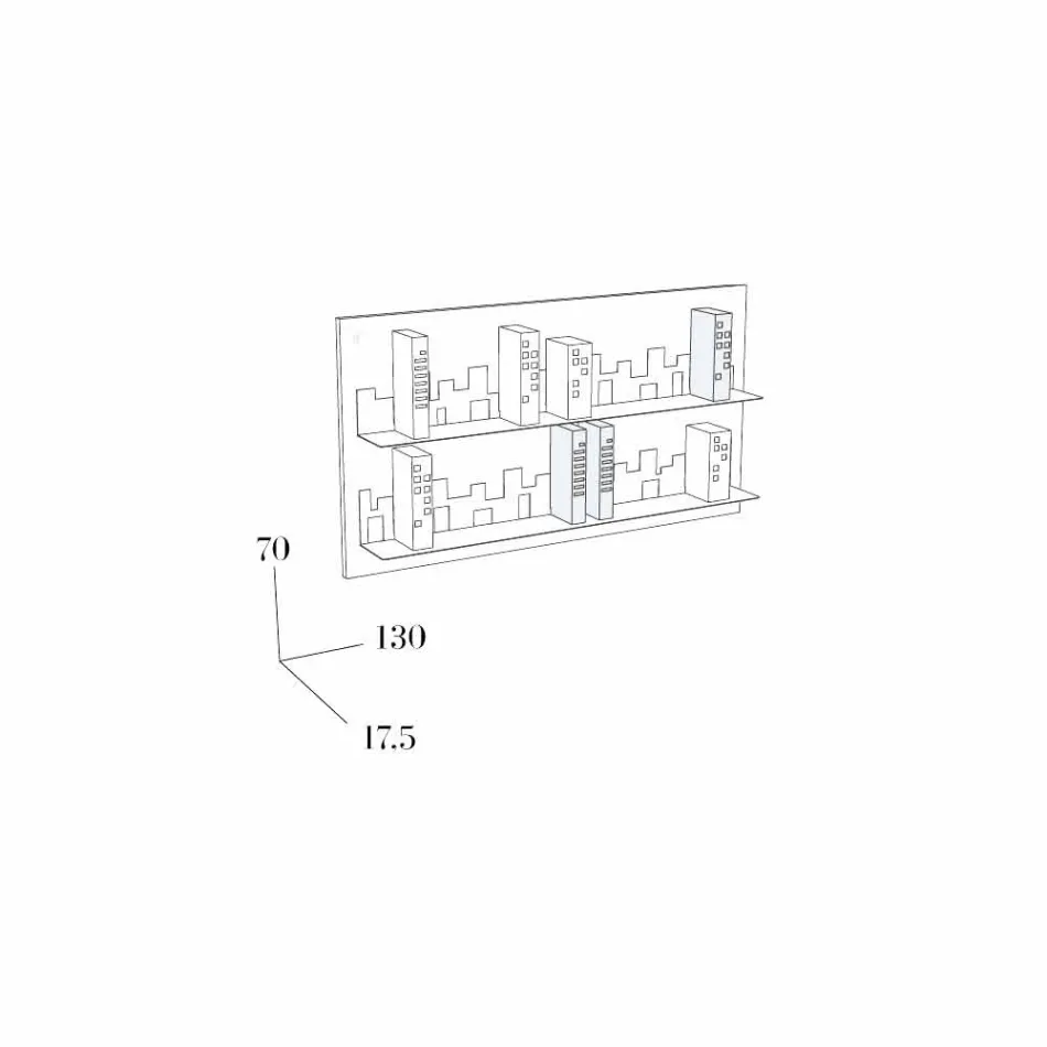 Libreria da Appendere Skyline 130x70 Mabele Viadurini