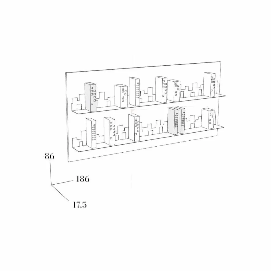 Libreria da Appendere Skyline 186x86 Mabele Viadurini