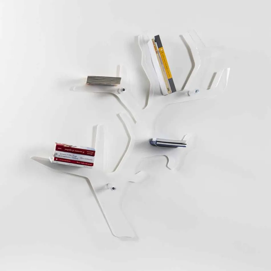 Libreria da parete bianca design moderno Carol, made in Italy Viadurini