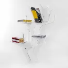 Libreria da parete bianca design moderno Carol, made in Italy Viadurini