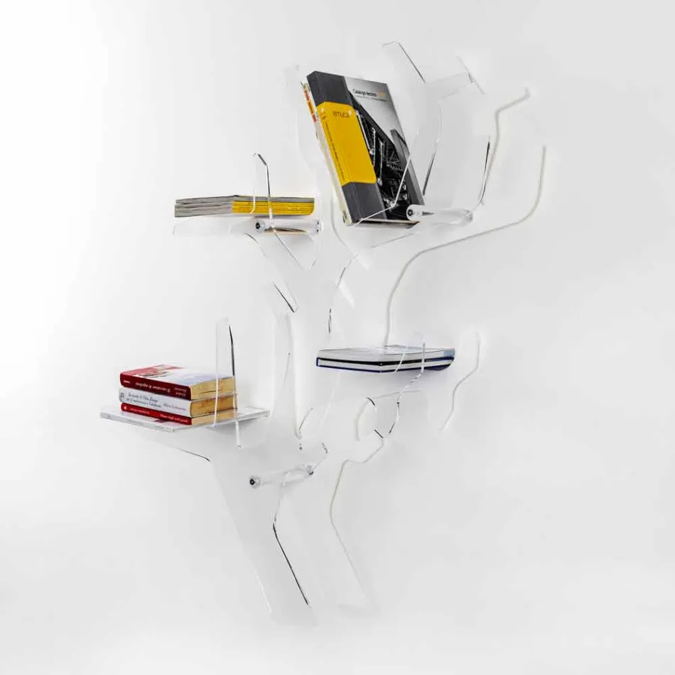 Libreria da parete bianca design moderno Carol, made in Italy Viadurini