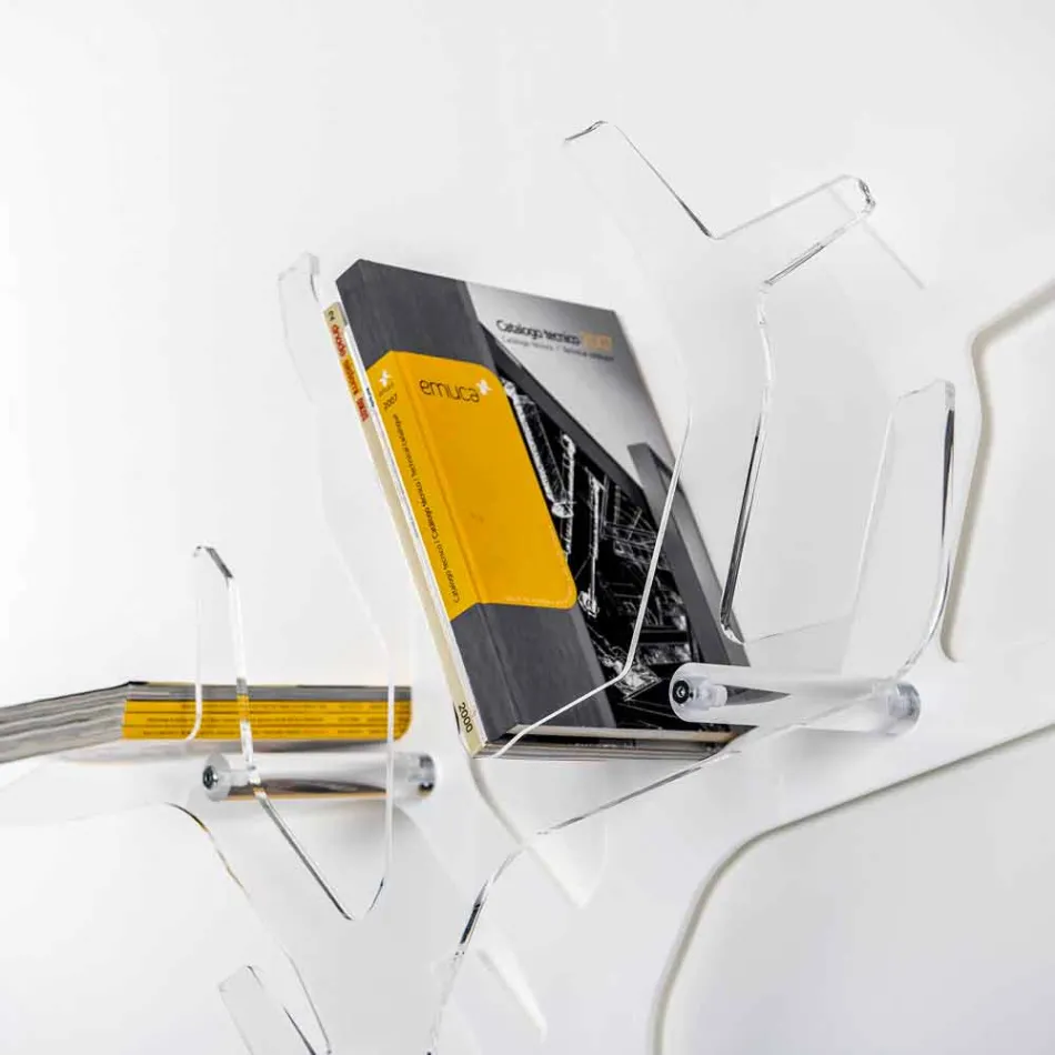 Libreria da parete bianca design moderno Carol, made in Italy Viadurini