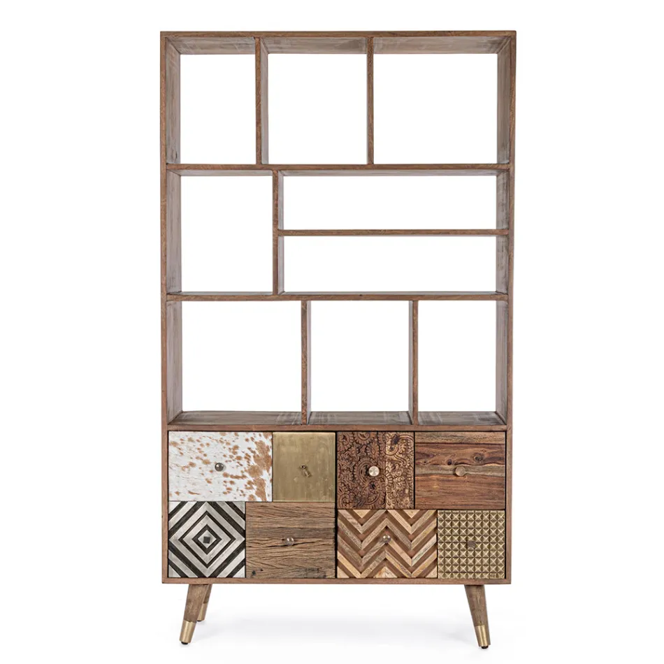 Libreria da Salotto in Legno di Mango e Ante Riciclate Homemotion - Auriel Viadurini