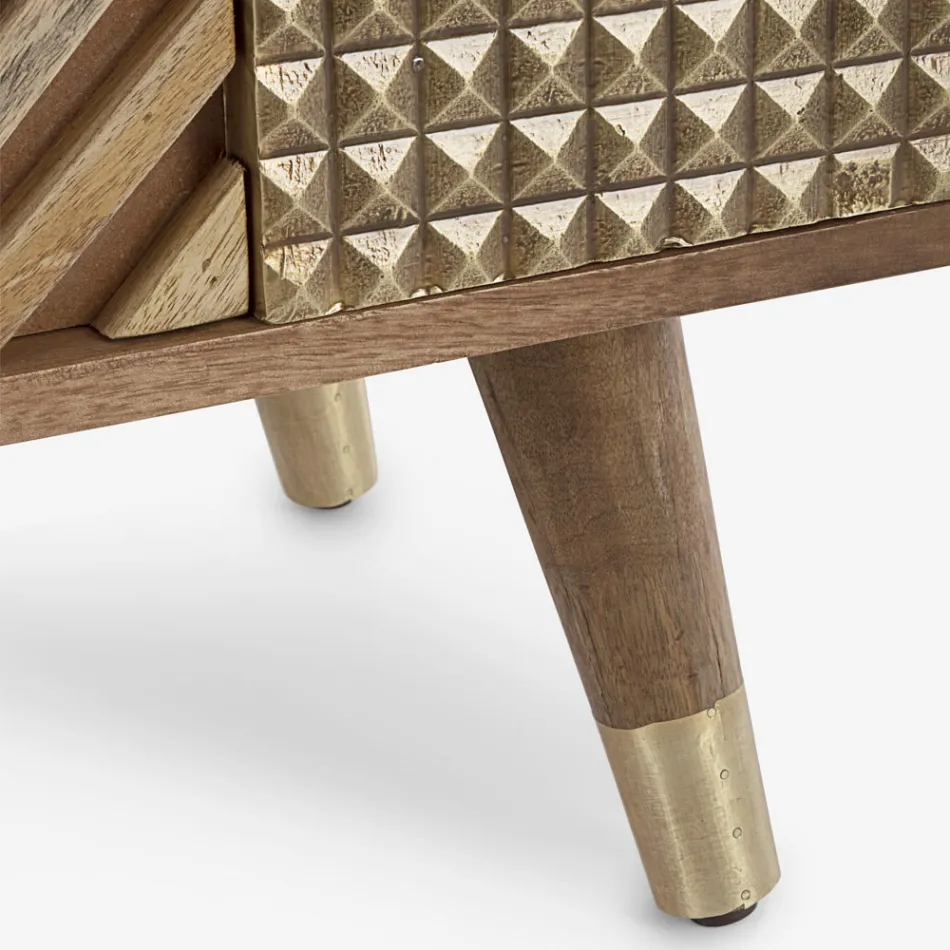 Libreria da Salotto in Legno di Mango e Ante Riciclate Homemotion - Auriel Viadurini