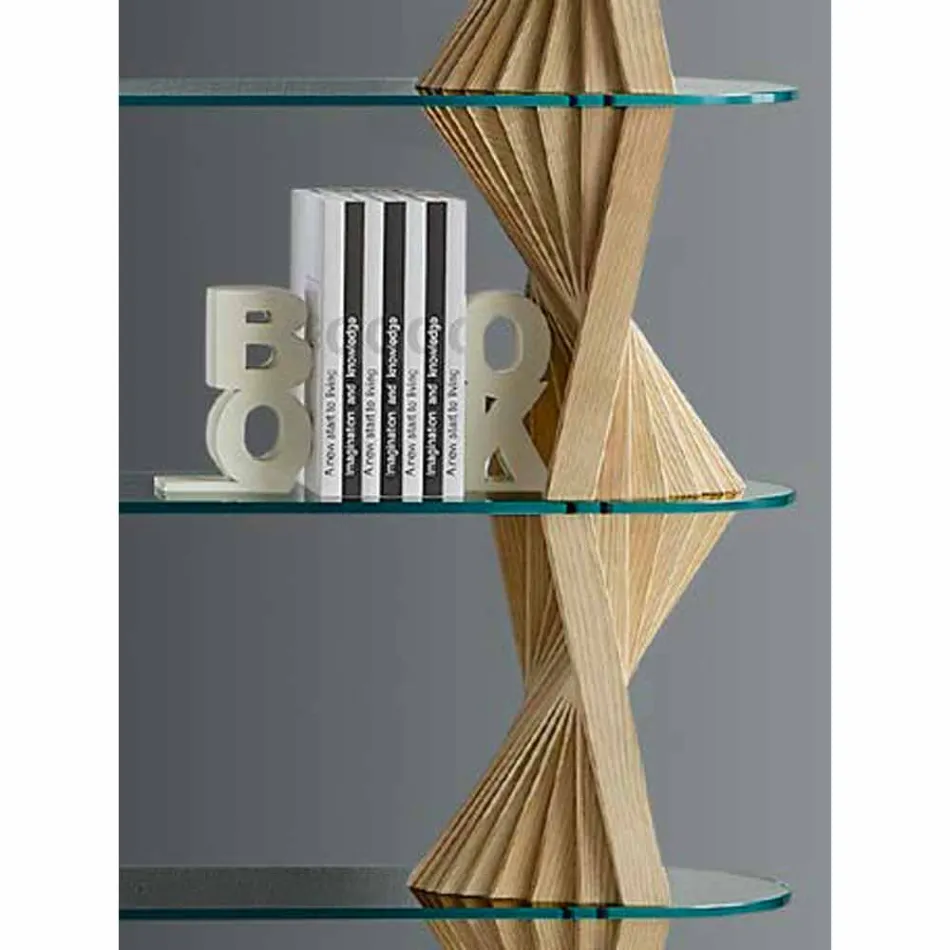 Libreria da Terra di Design in Vetro e Legno di Frassino Made in Italy - Aspide Viadurini