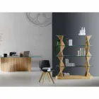 Libreria da Terra di Design in Vetro e Legno di Frassino Made in Italy - Aspide Viadurini