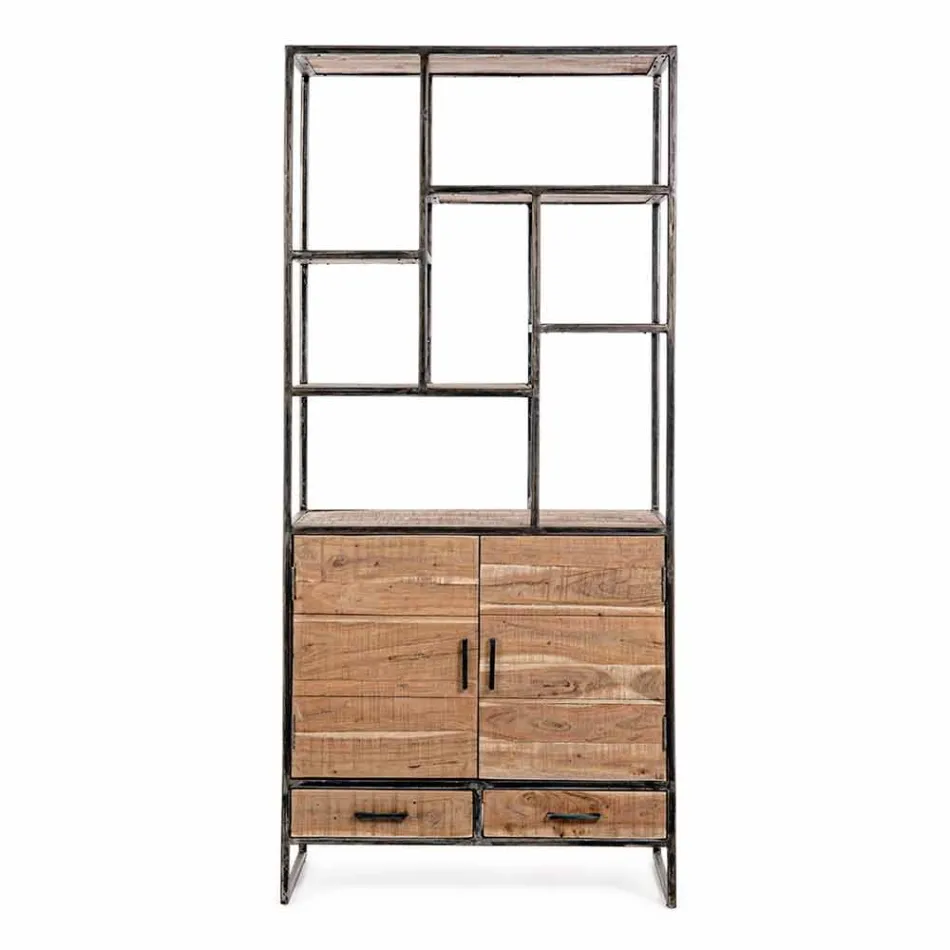 Libreria da Terra in Acciaio Verniciato con Piani in Legno Homemotion - Zompo Viadurini