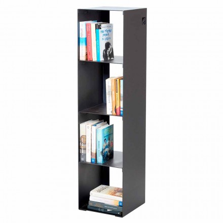 Libreria da Terra Moderna Ferro Nero, Rosso, Bianco o Grigio Made in Italy – Pls Viadurini