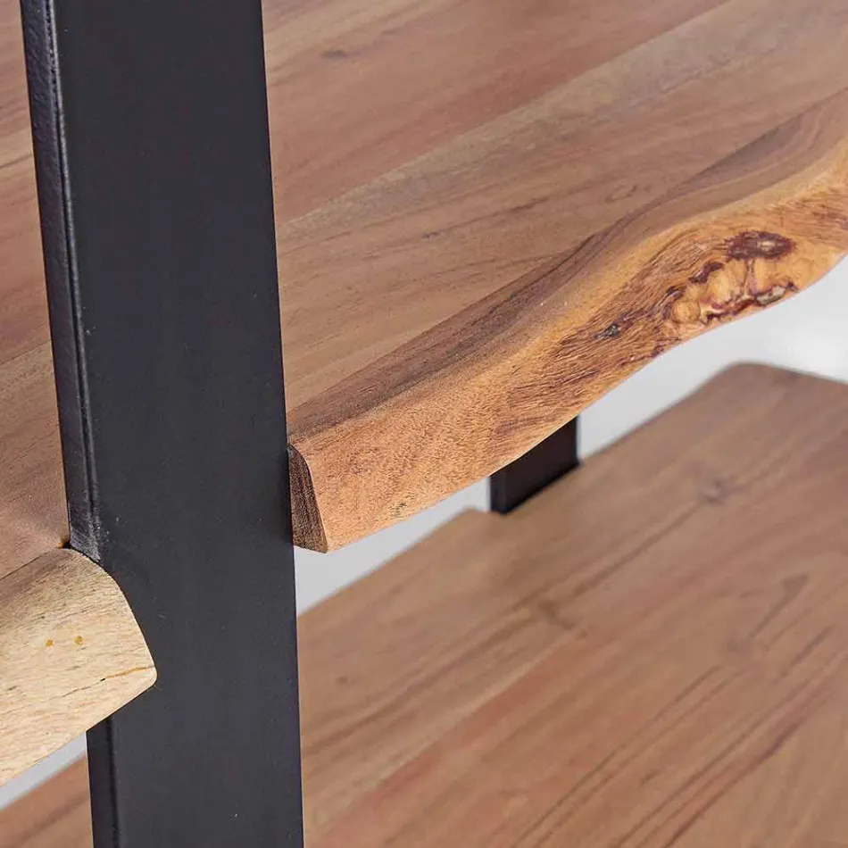 Libreria da Terra Moderna in Acciaio con Ripiani in Legno Homemotion - Lanza Viadurini