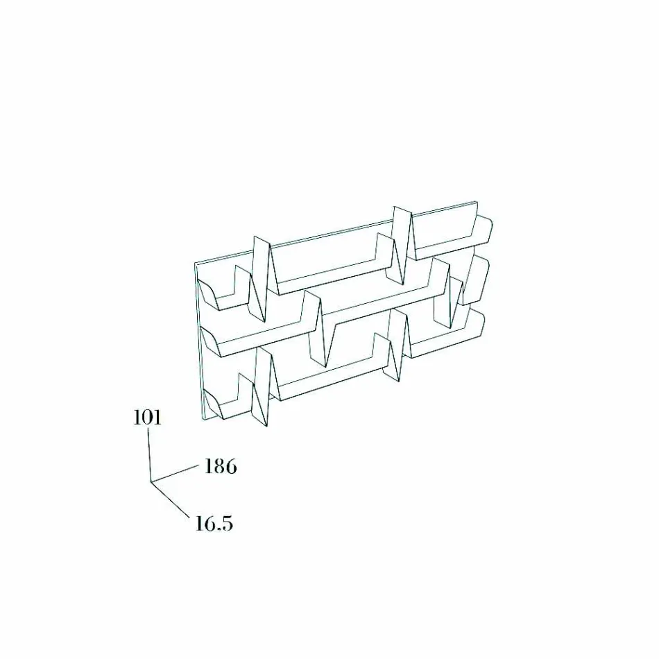  Libreria Design Battikuore 186x101 (3 Ripiani) Mabele Viadurini