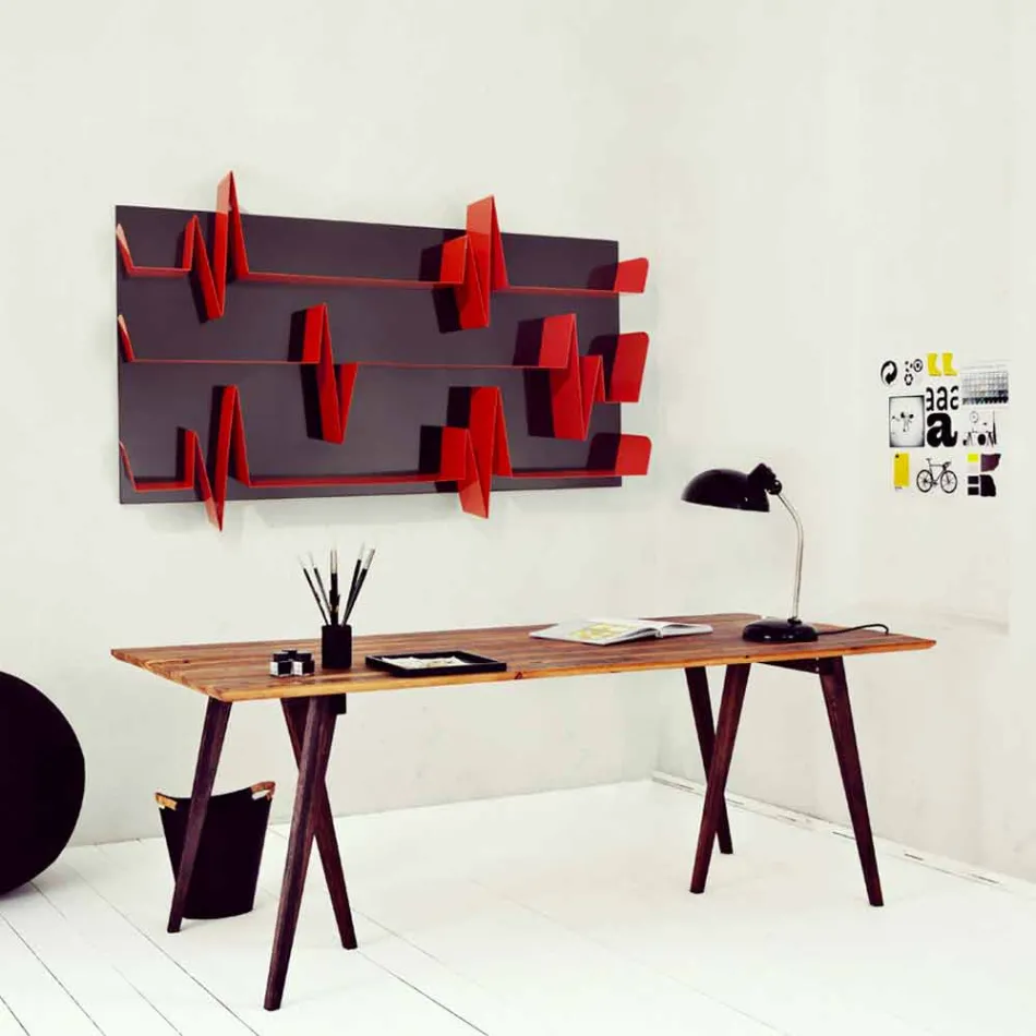  Libreria Design Battikuore 186x101 (3 Ripiani) Mabele Viadurini