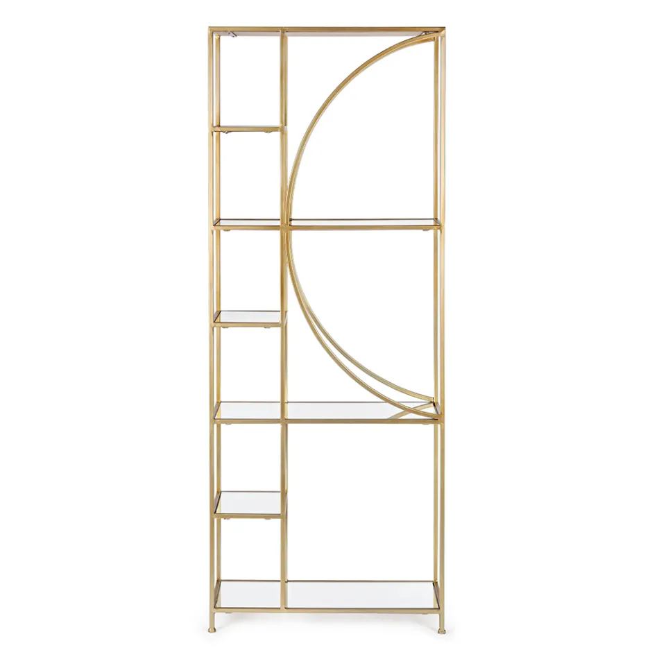 Libreria Freestanding in Acciaio e Piani in Vetro Design Elegante - Noralea Viadurini