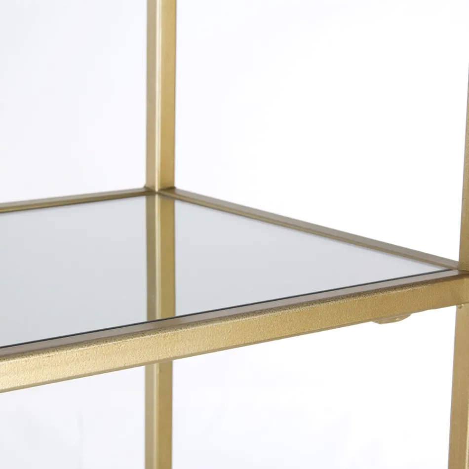 Libreria Freestanding in Acciaio e Piani in Vetro Design Elegante - Noralea Viadurini