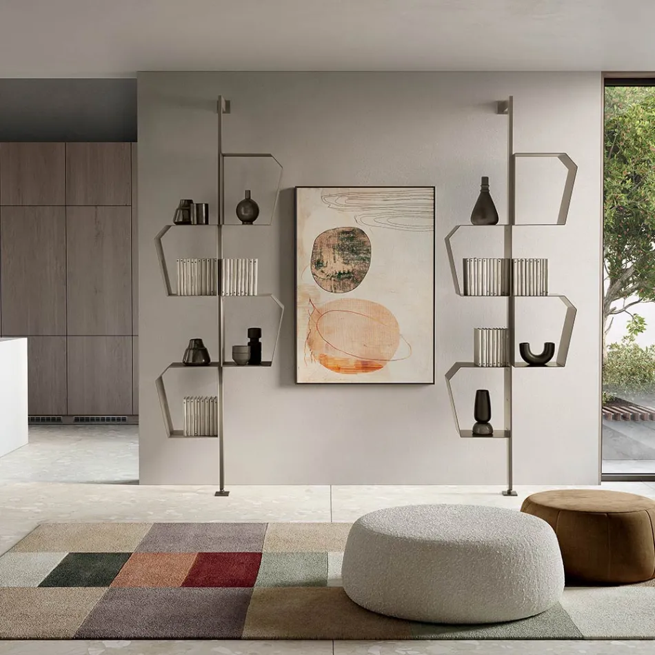 Libreria in Metallo Verniciato con Piedino Regolabile Made in Italy - Fernanda Viadurini