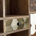 Libreria Legno di Mango e Cassetti Riciclati con Decori Homemotion - Auriel Viadurini