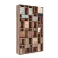 Libreria Legno di Mango e Cassetti Riciclati con Decori Homemotion - Auriel
