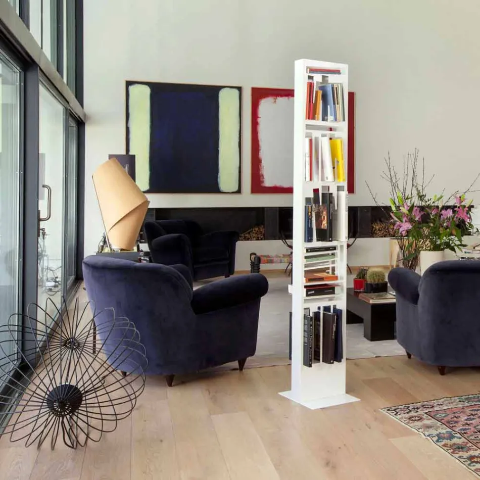 Libreria Moderna da Terra con Scaffali in Metallo Bianco Made in Italy – Bolivia Viadurini