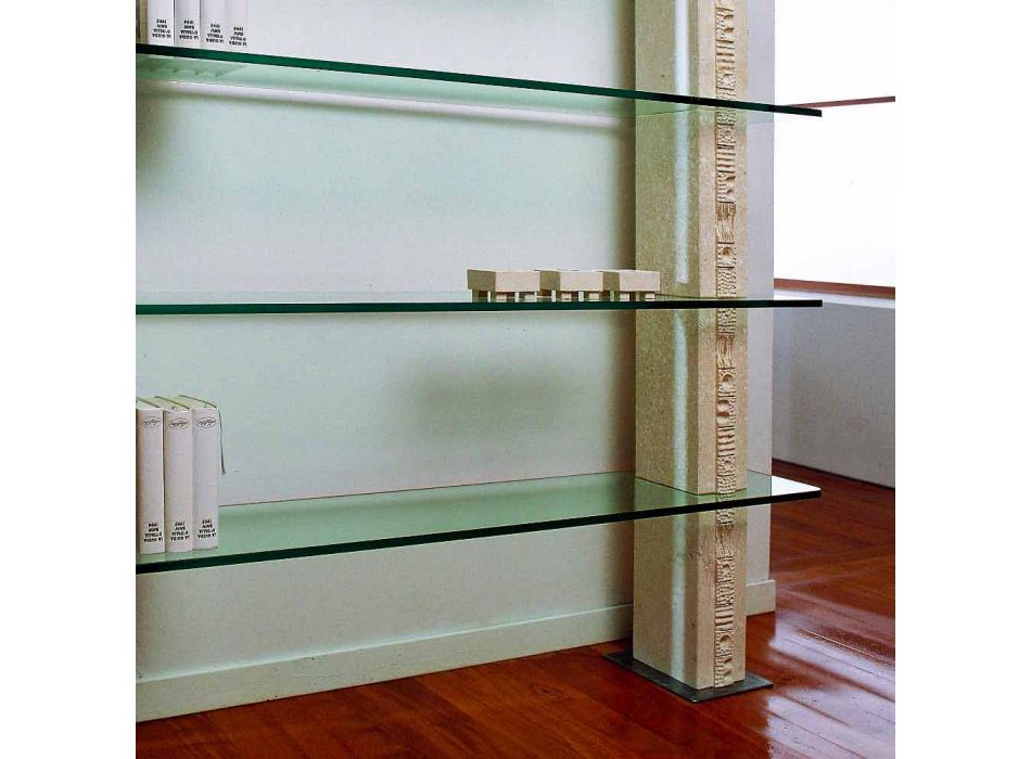Libreria modulare in pietra e cristallo dal design moderno Galene Viadurini