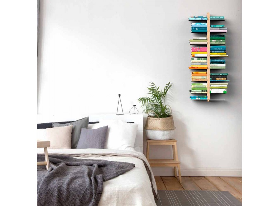 Libreria sospesa in legno moderna Zia Bice fissata a parete made Italy Viadurini