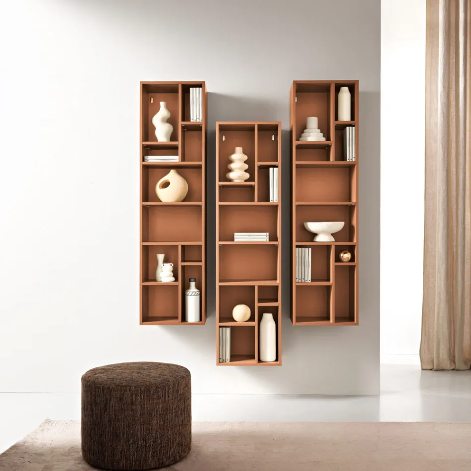 Libreria Verticale in Diverse Finiture in Nobilitato Made in Italy - Siviglia Viadurini