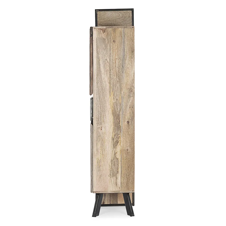 Madia 2 Ante 2 Cassetti in Legno di Mango e Acciaio Homemotion - Signorino Viadurini