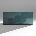 Madia a 5 Ante in MDF Laccato con Decoro Inciso e Rifinito a Mano - Granchio Viadurini