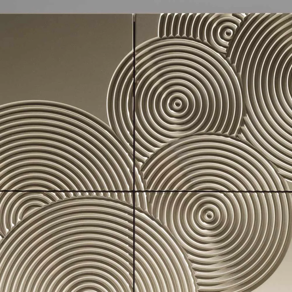 Madia a 5 Ante in MDF Laccato con Decoro Inciso e Rifinito a Mano - Granchio Viadurini