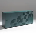 Madia a 5 Ante in MDF Laccato con Decoro Inciso e Rifinito a Mano - Granchio Viadurini