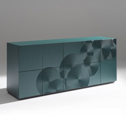 Madia a 5 Ante in MDF Laccato con Decoro Inciso e Rifinito a Mano - Granchio Viadurini