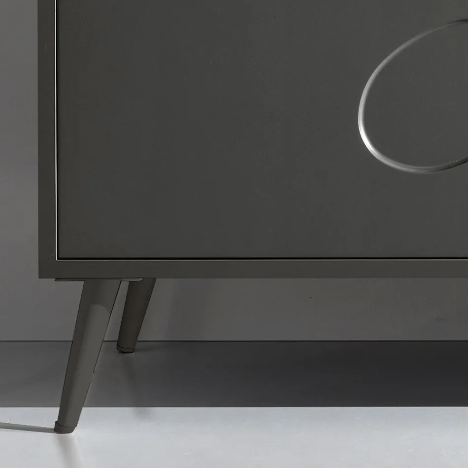Madia a Tre Ante in Nobilitato e Mdf con Base in Metallo Made in Italy - Rialto Viadurini
