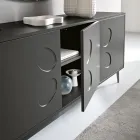 Madia a Tre Ante in Nobilitato e Mdf con Base in Metallo Made in Italy - Rialto Viadurini