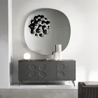 Madia a Tre Ante in Nobilitato e Mdf con Base in Metallo Made in Italy - Rialto Viadurini