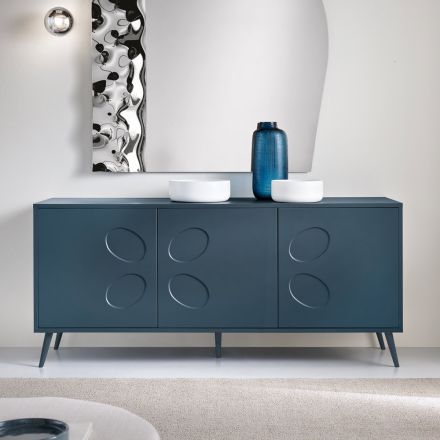 Madia a Tre Ante in Nobilitato e Mdf con Base in Metallo Made in Italy - Rialto Viadurini