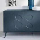 Madia a Tre Ante in Nobilitato e Mdf con Base in Metallo Made in Italy - Rialto Viadurini