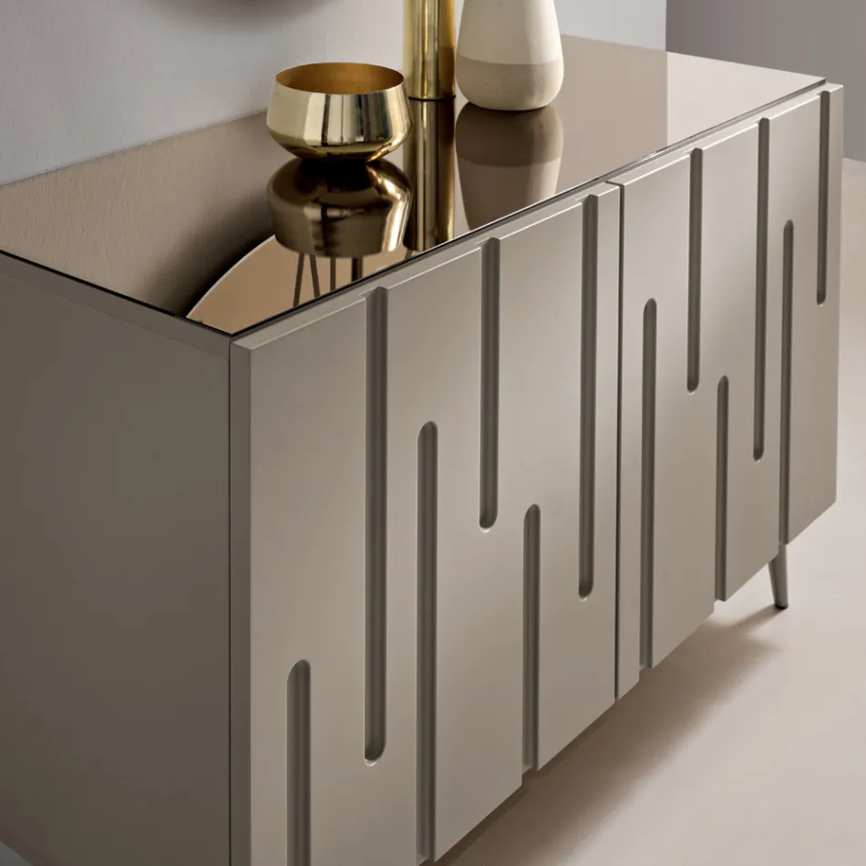 Madia con 2 Ante con Apertura Push Pull in MDF Made in Italy - Fabrizia Viadurini