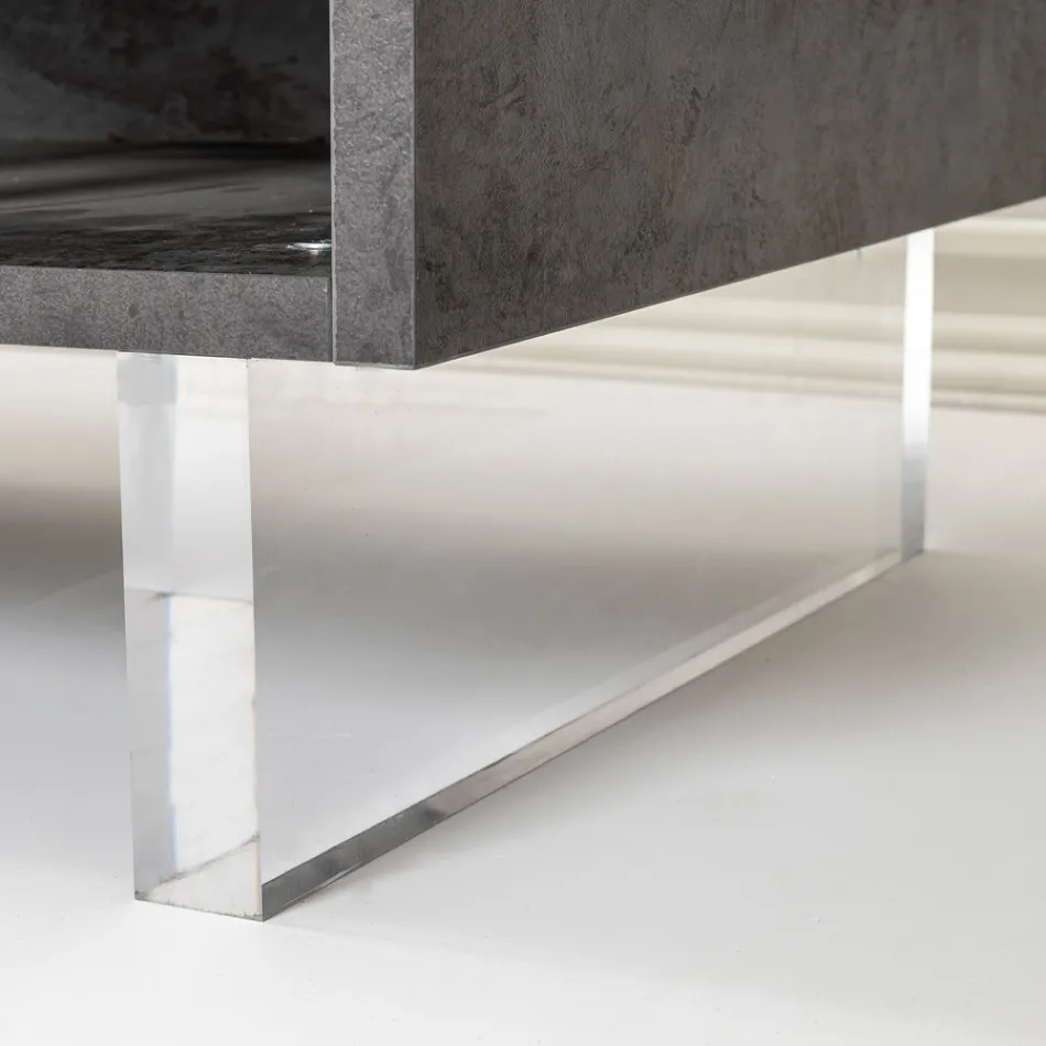 Madia con 2 Ante e 2 Vani a Giorno Laterali in Melaminico Made in Italy - Mouse Viadurini