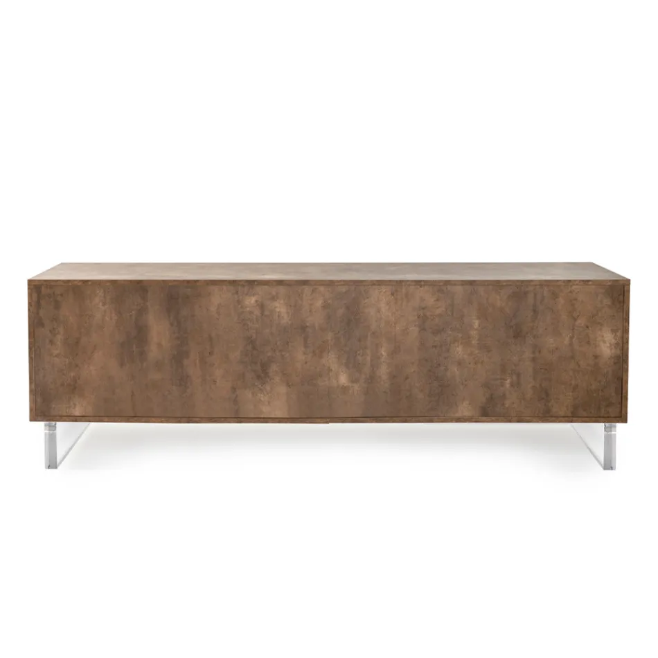 Madia con 2 Ante e 2 Vani a Giorno Laterali in Melaminico Made in Italy - Mouse Viadurini