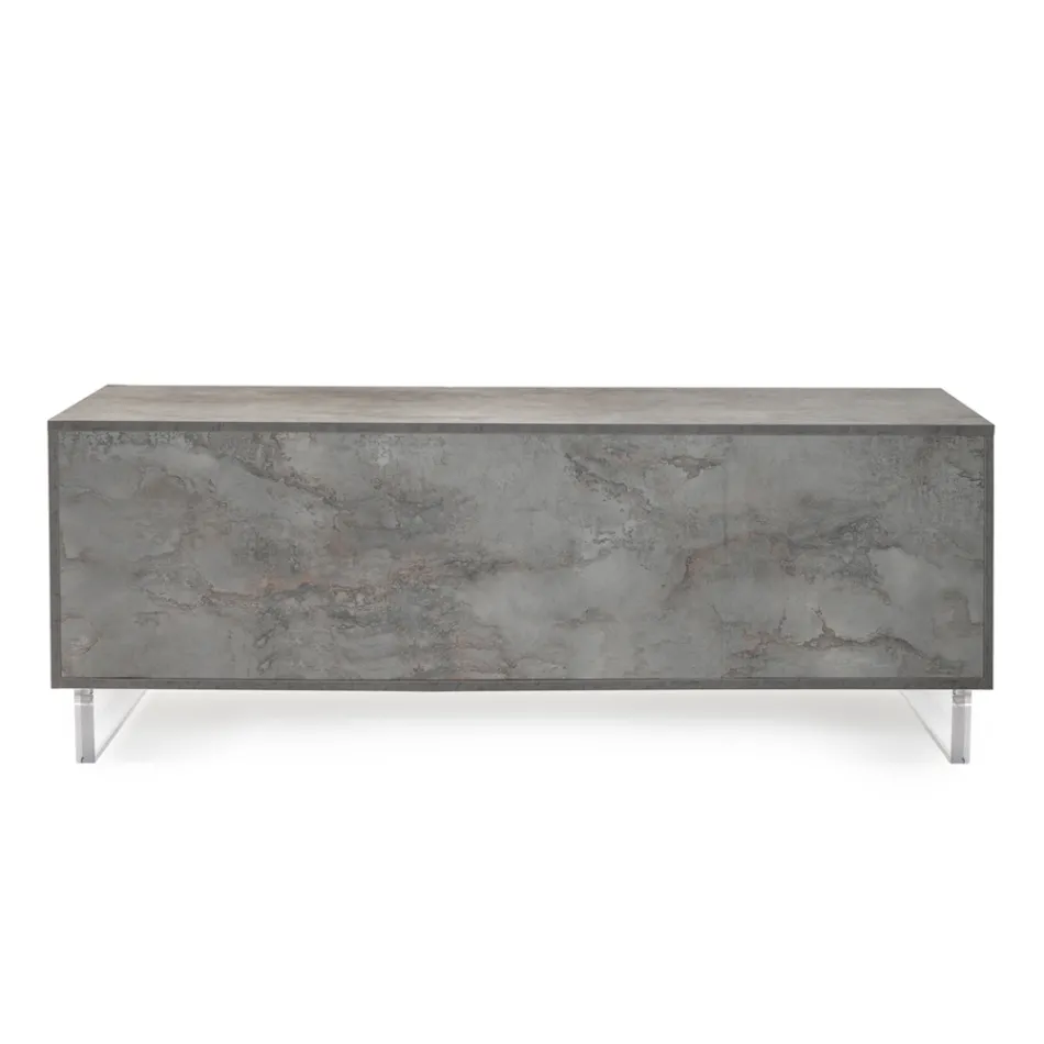 Madia con 2 Ante e 2 Vani a Giorno Laterali in Melaminico Made in Italy - Mouse Viadurini