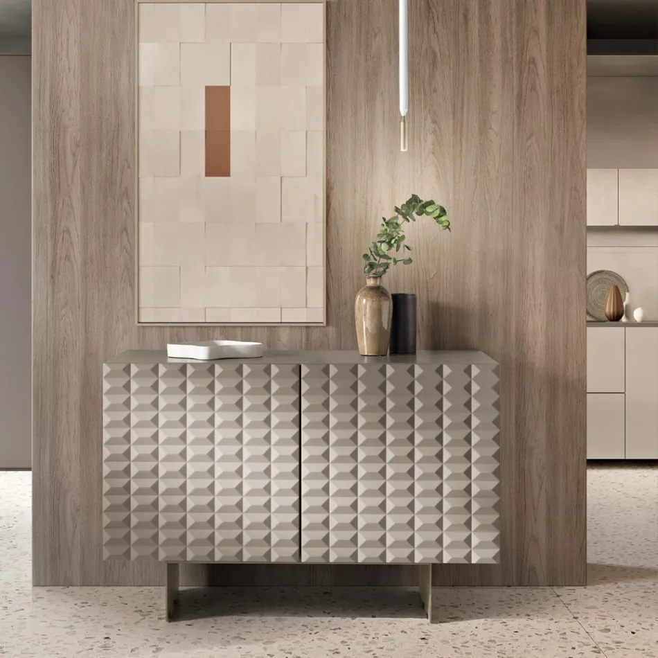 Madia con 2 Ante in MDF Rivestito in PVC Laccato Made in Italy - Dorotea Viadurini