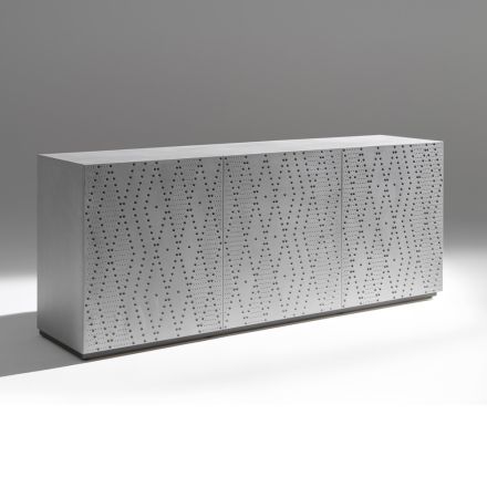 Madia con 3 Ante e 3 Ripiani interni Decoro Alluminio Fonderia - Scorpione Viadurini