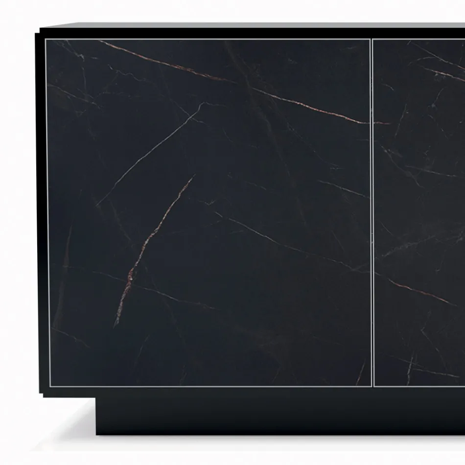 Madia con 3 Ante e Struttura Laccata e Laminata Made in Italy - Ferrara Viadurini